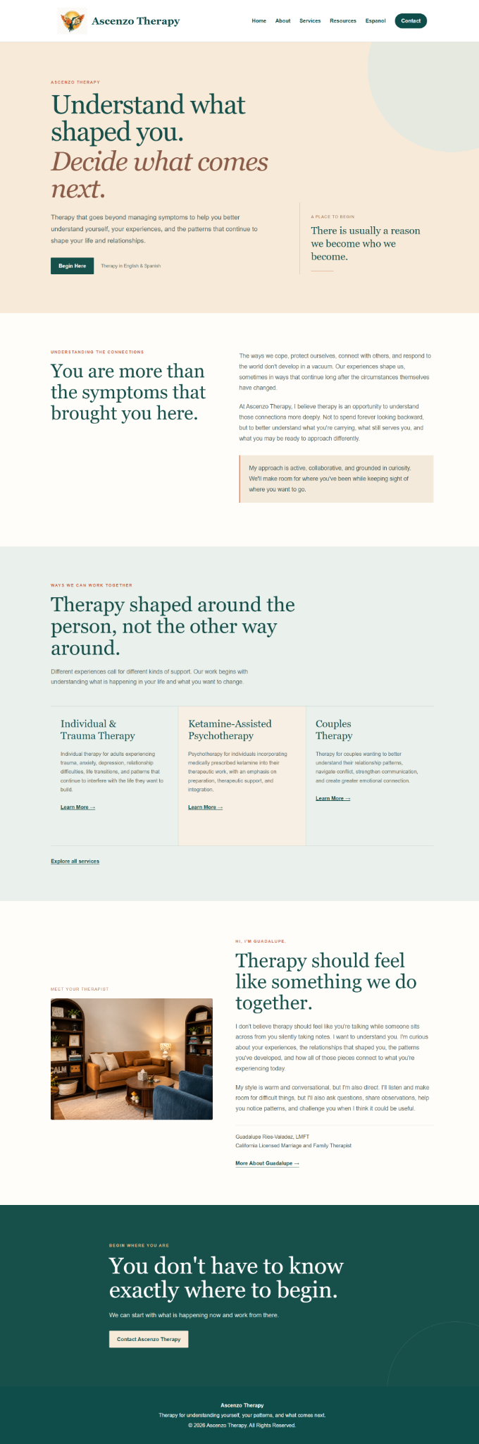 Ascenzo Therapy website design