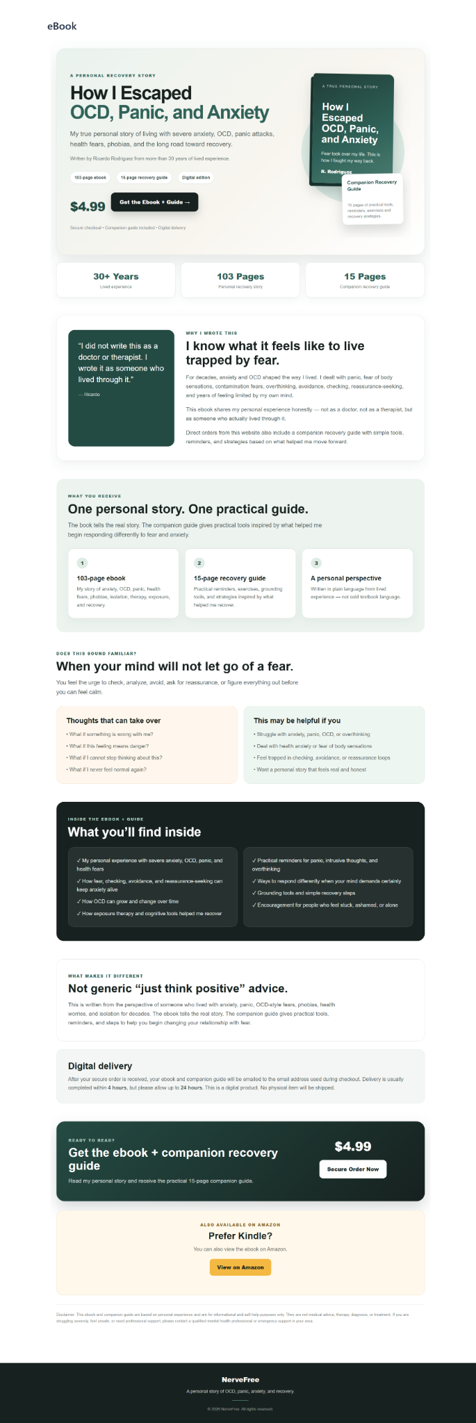 NerveFree ebook website design